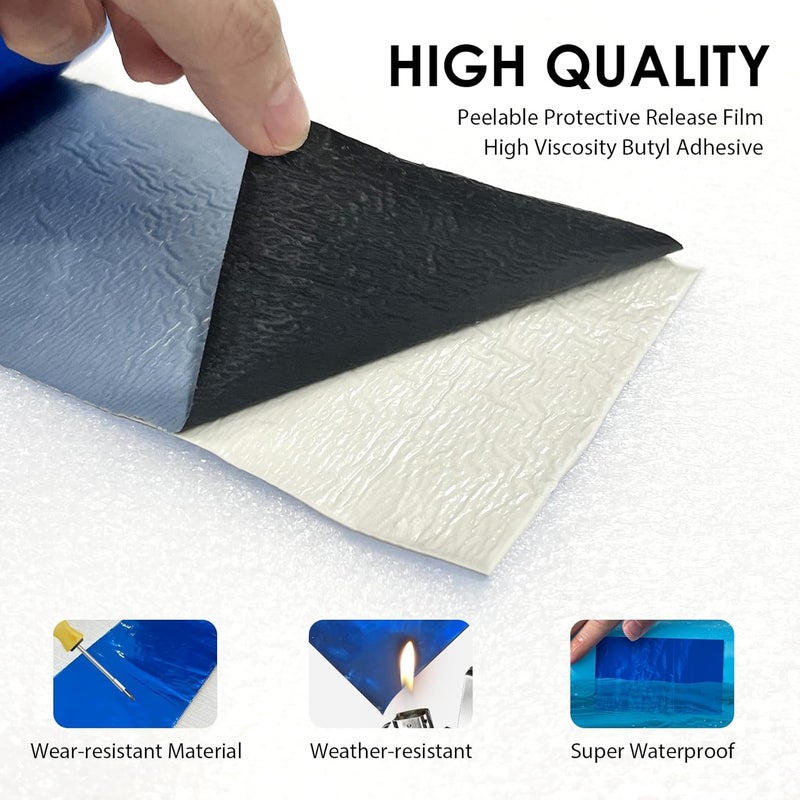 360Tronics Blue Waterproof Tape 2in x 16ft, Super Sticky Outdoor Repair Butyl Tape for Pool Cover, Metal Roof Crack Sealing, Boat, RV Awning, Leak Proof Patch - Image 4